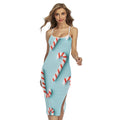 Christmas Candy Candies Pattern Print Cross Back Cami Dress