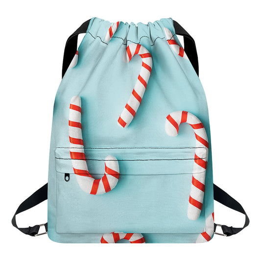 Christmas Candy Candies Pattern Print Drawstring Backpack