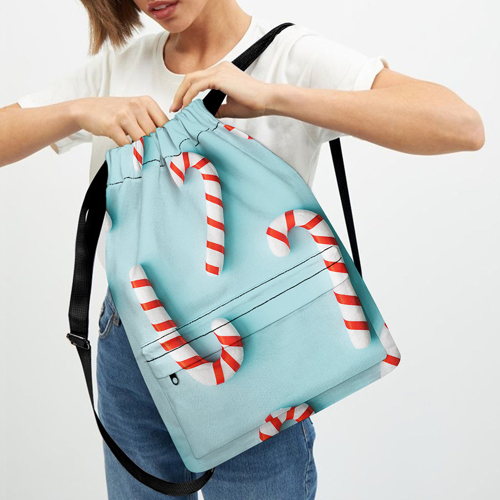 Christmas Candy Candies Pattern Print Drawstring Backpack