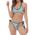 Christmas Candy Candies Pattern Print Halter Scoop Tie Side Bikini