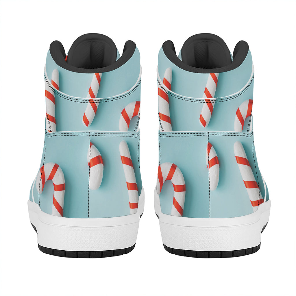 Christmas Candy Candies Pattern Print High Top Leather Sneakers