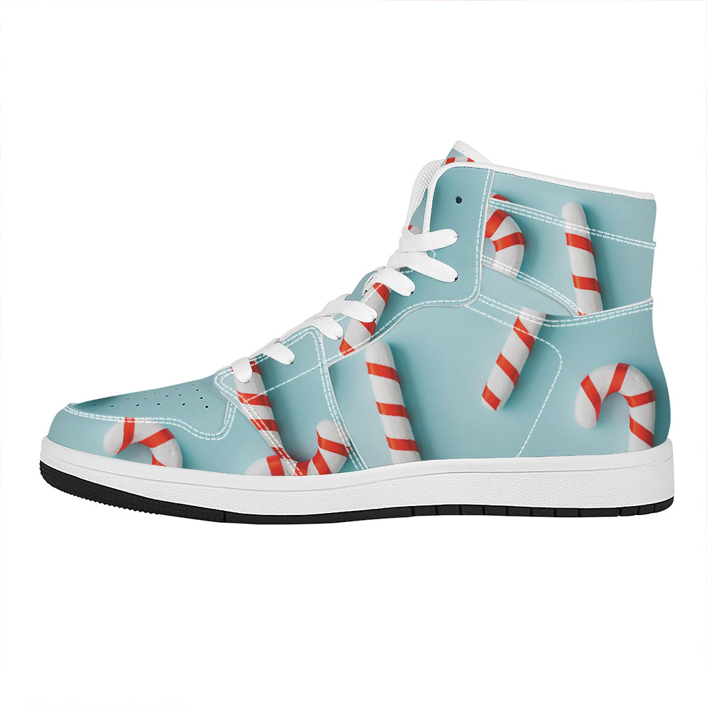 Christmas Candy Candies Pattern Print High Top Leather Sneakers