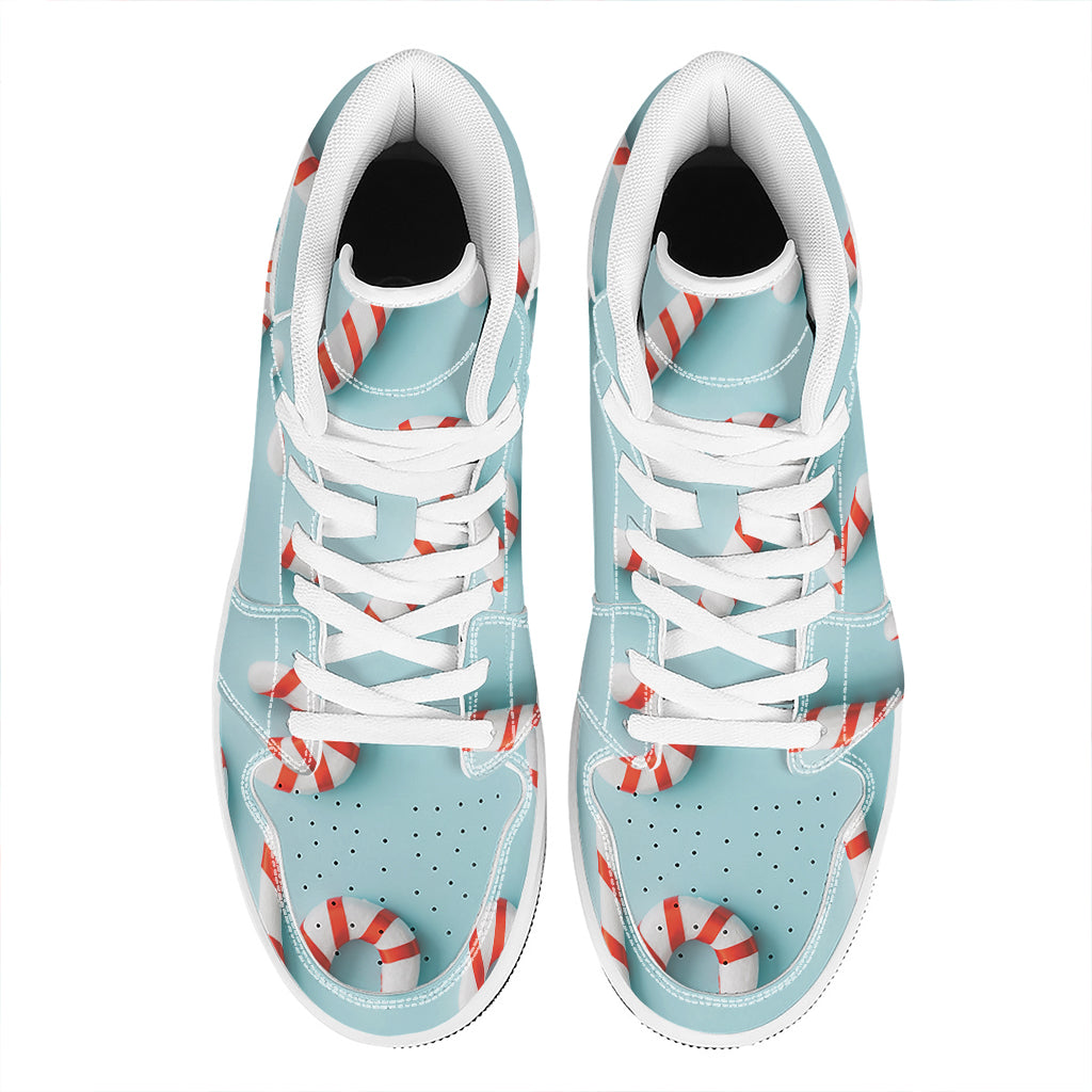 Christmas Candy Candies Pattern Print High Top Leather Sneakers