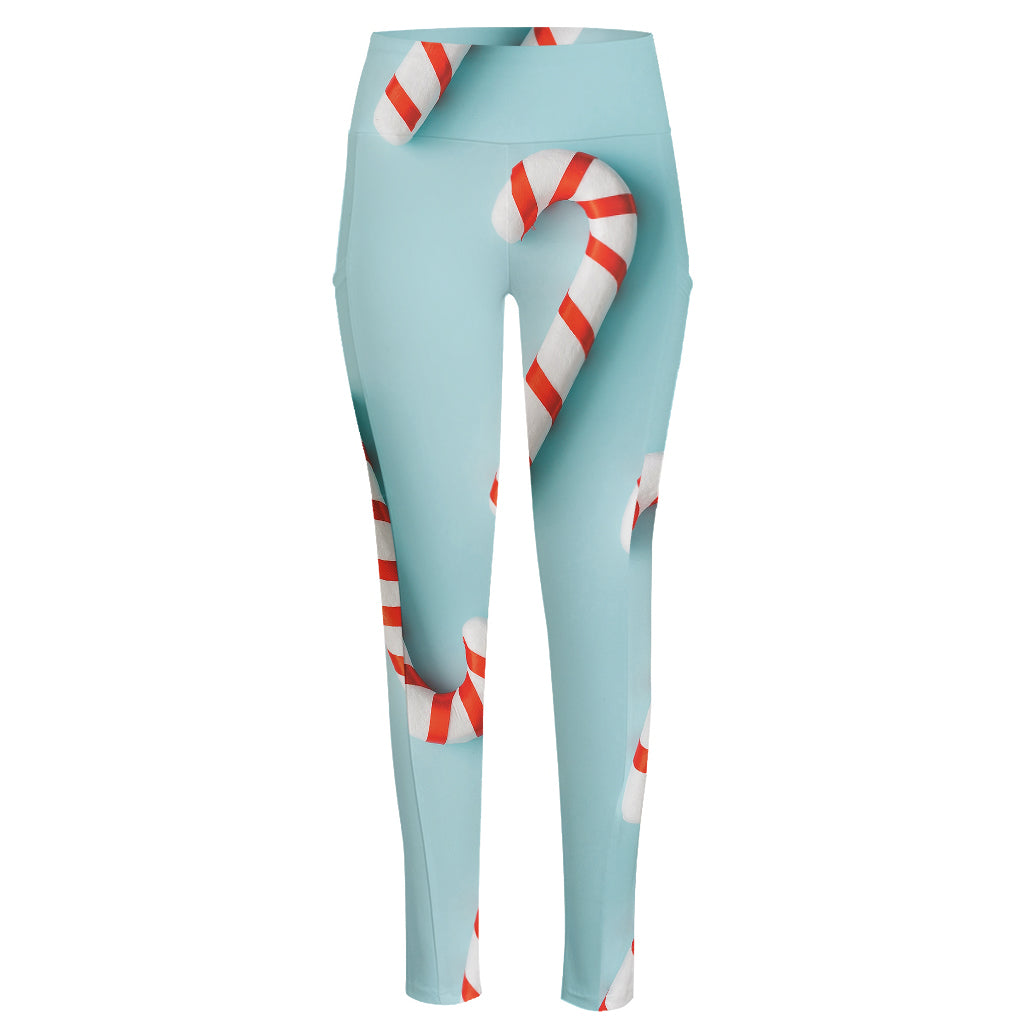 Christmas Candy Candies Pattern Print High-Waisted Pocket Leggings