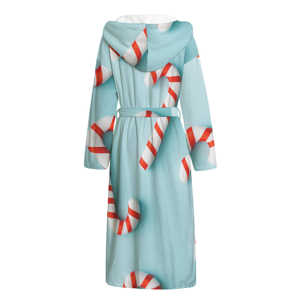 Christmas Candy Candies Pattern Print Hooded Bathrobe