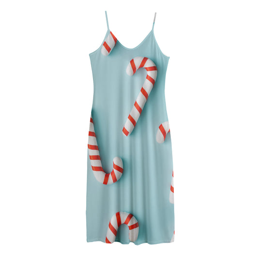 Christmas Candy Candies Pattern Print Jersey Midi Cami Dress