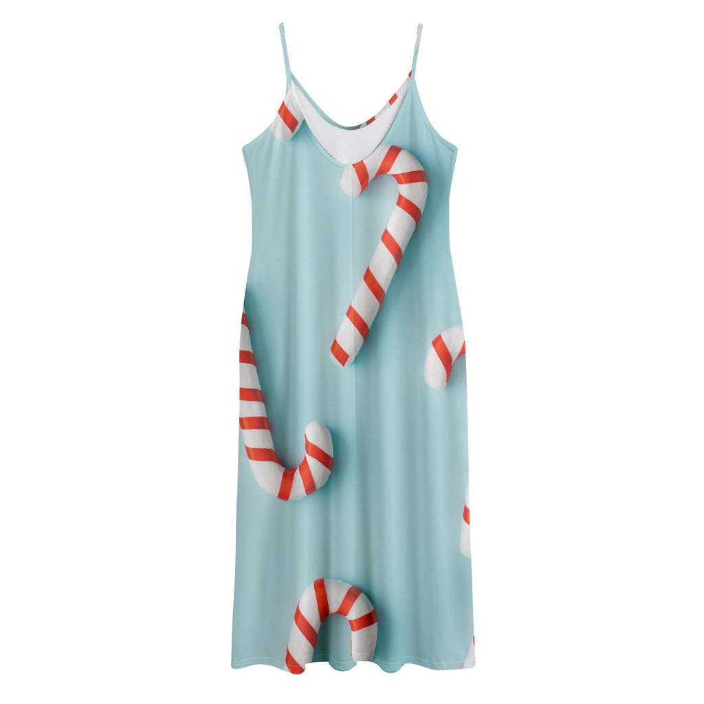 Christmas Candy Candies Pattern Print Jersey Midi Cami Dress