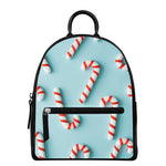Christmas Candy Candies Pattern Print Leather Backpack