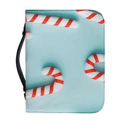 Christmas Candy Candies Pattern Print Leather Bible Cover