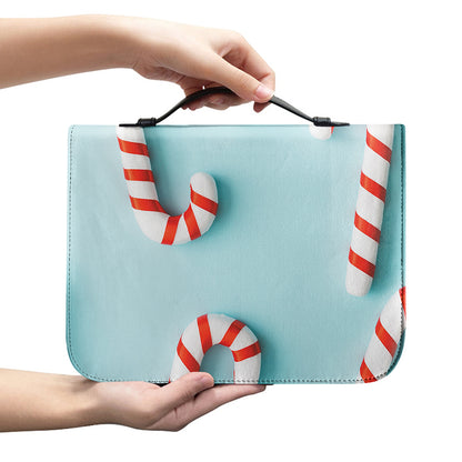 Christmas Candy Candies Pattern Print Leather Bible Cover