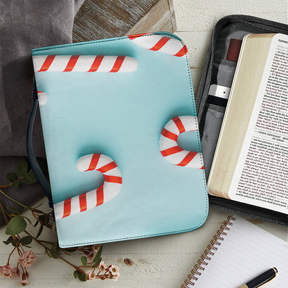 Christmas Candy Candies Pattern Print Leather Bible Cover
