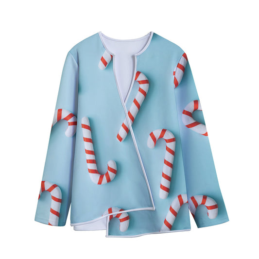 Christmas Candy Candies Pattern Print Long Sleeve Short Coat