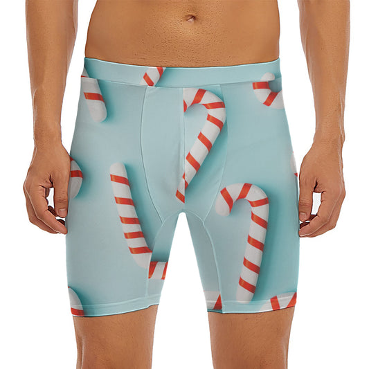 Christmas Candy Candies Pattern Print Men's Long Boxer Briefs