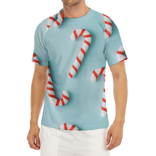 Christmas Candy Candies Pattern Print Men's Short Sleeve Rash Guard
