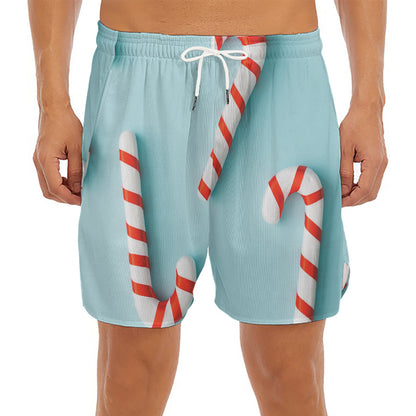 Christmas Candy Candies Pattern Print Men's Split Running Shorts