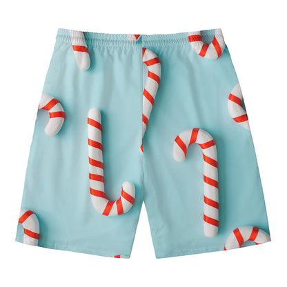 Christmas Candy Candies Pattern Print Men's Swim Trunks