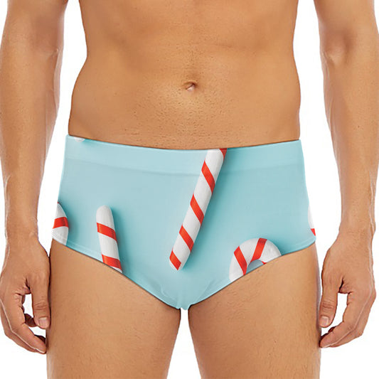 Christmas Candy Candies Pattern Print Men's Triangle Swim Briefs