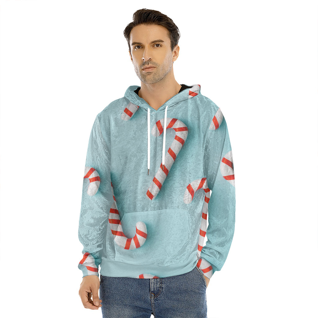 Christmas Candy Candies Pattern Print Men's Velvet Pullover Hoodie