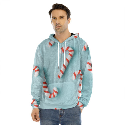 Christmas Candy Candies Pattern Print Men's Velvet Pullover Hoodie
