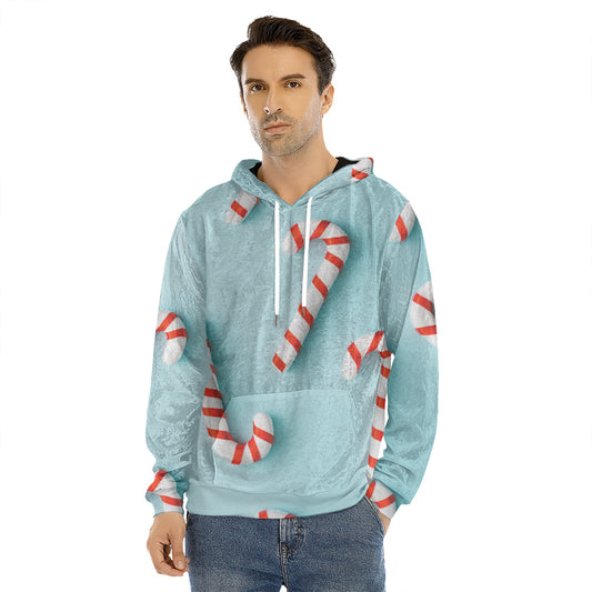 Christmas Candy Candies Pattern Print Men's Velvet Pullover Hoodie