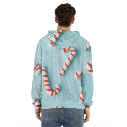 Christmas Candy Candies Pattern Print Men's Velvet Pullover Hoodie