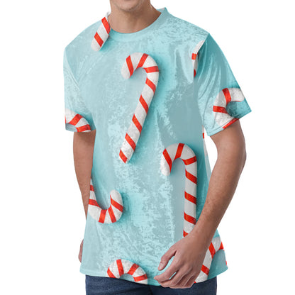 Christmas Candy Candies Pattern Print Men's Velvet T-Shirt