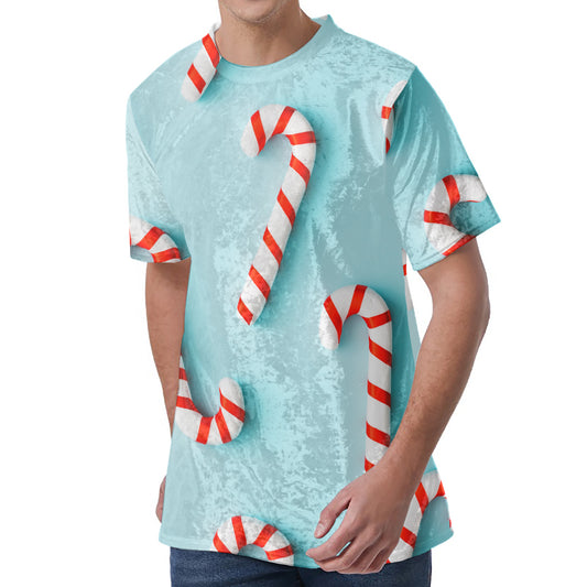 Christmas Candy Candies Pattern Print Men's Velvet T-Shirt