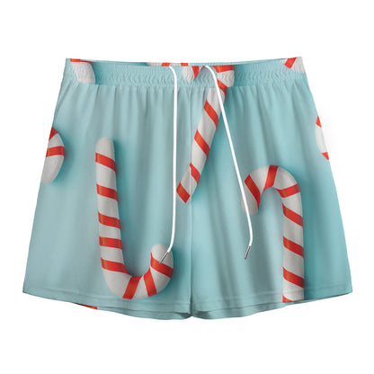 Christmas Candy Candies Pattern Print Mesh Shorts