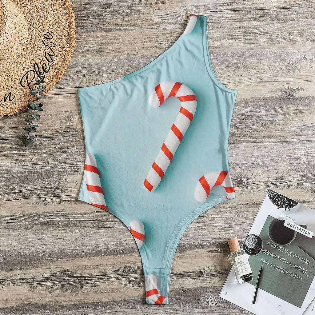 Christmas Candy Candies Pattern Print One Shoulder Bodysuit