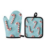 Christmas Candy Candies Pattern Print Oven Mitt And Pot Holder Set