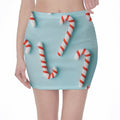 Christmas Candy Candies Pattern Print Pencil Mini Skirt