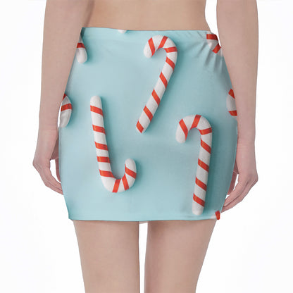 Christmas Candy Candies Pattern Print Pencil Mini Skirt