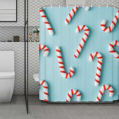 Christmas Candy Candies Pattern Print Polyester Shower Curtain
