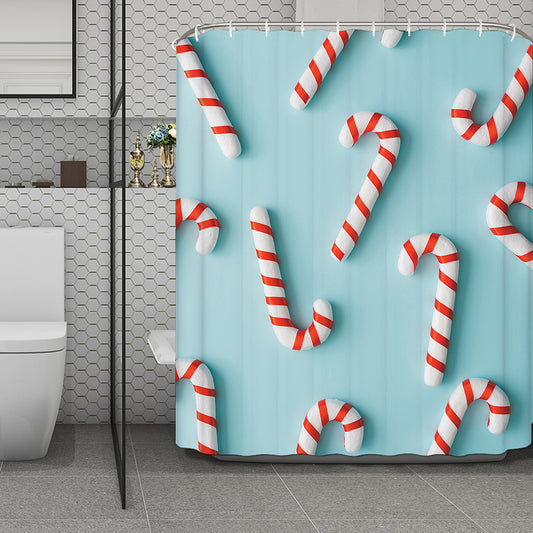 Christmas Candy Candies Pattern Print Polyester Shower Curtain
