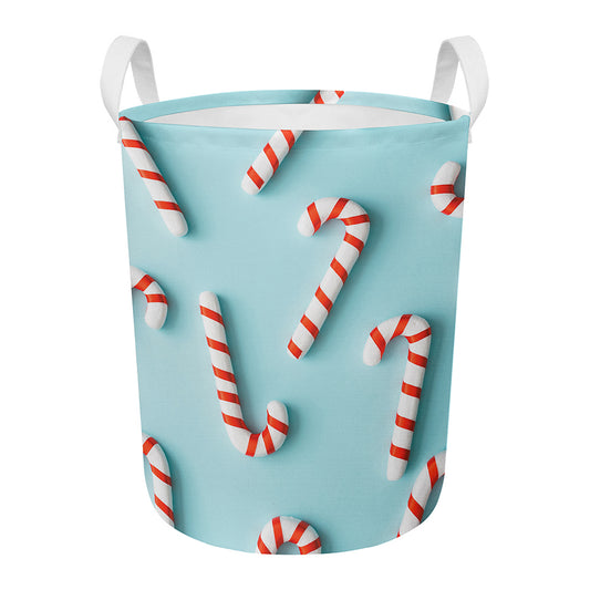 Christmas Candy Candies Pattern Print Round Laundry Basket
