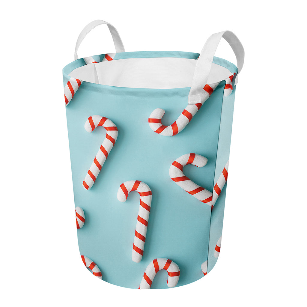 Christmas Candy Candies Pattern Print Round Laundry Basket