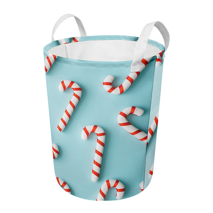 Christmas Candy Candies Pattern Print Round Laundry Basket