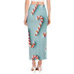 Christmas Candy Candies Pattern Print Side Slit Maxi Skirt