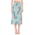 Christmas Candy Candies Pattern Print Side Slit Midi Skirt