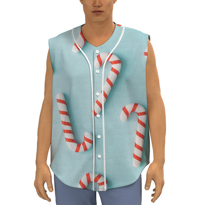 Christmas Candy Candies Pattern Print Sleeveless Baseball Jersey