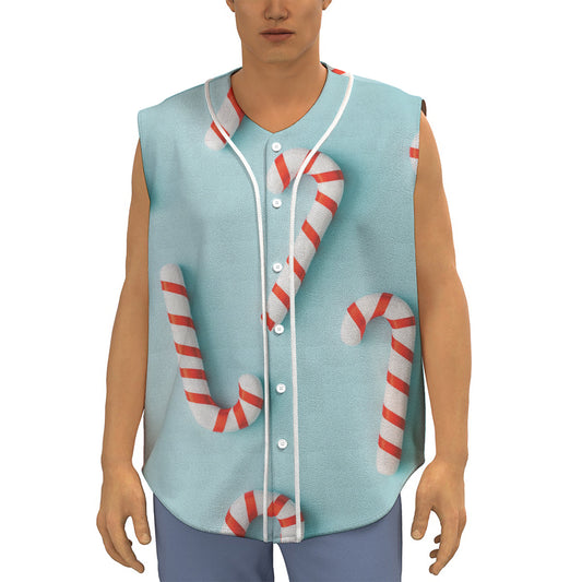 Christmas Candy Candies Pattern Print Sleeveless Baseball Jersey