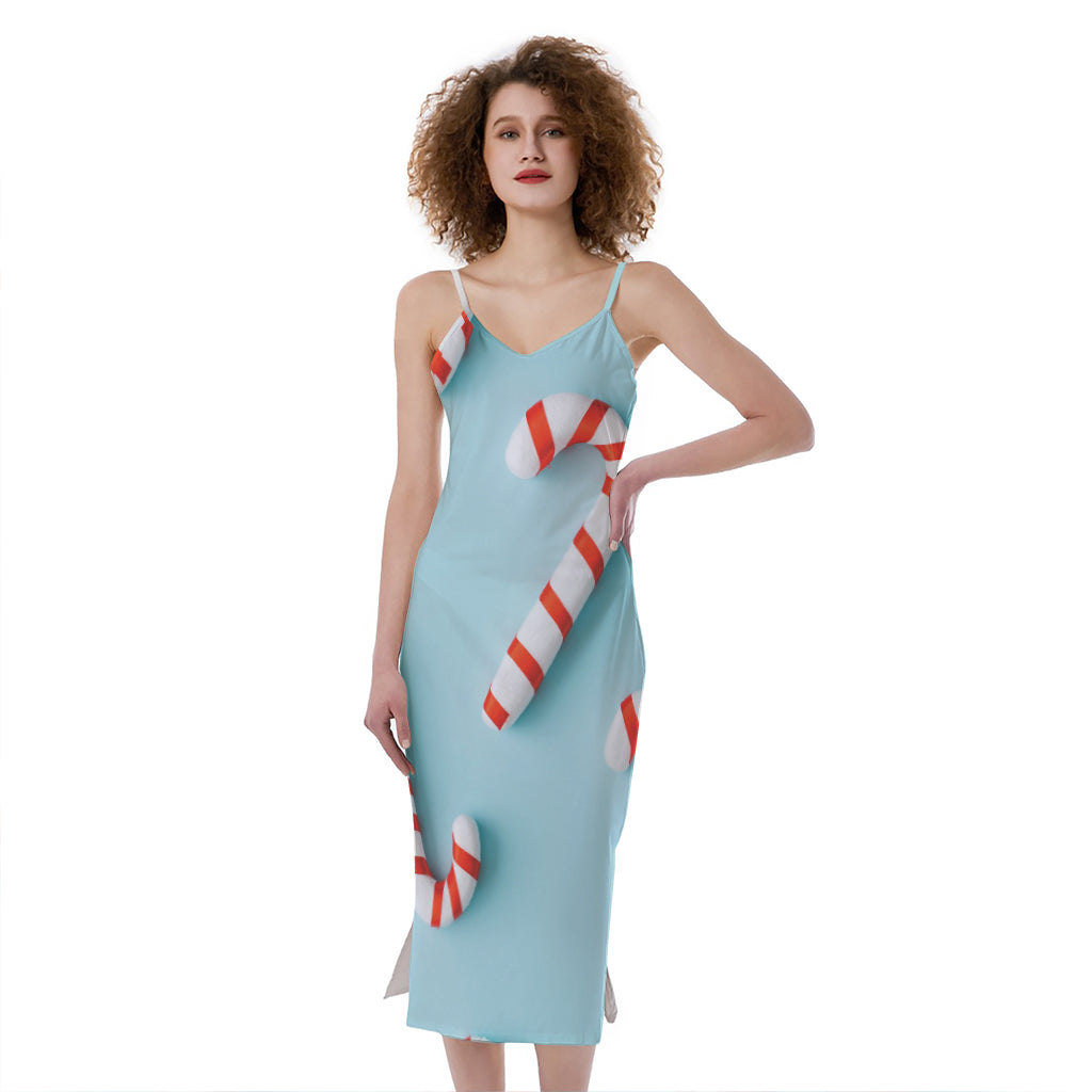 Christmas Candy Candies Pattern Print Slim Fit Midi Cami Dress