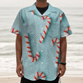Christmas Candy Candies Pattern Print Textured Short Sleeve Shirt