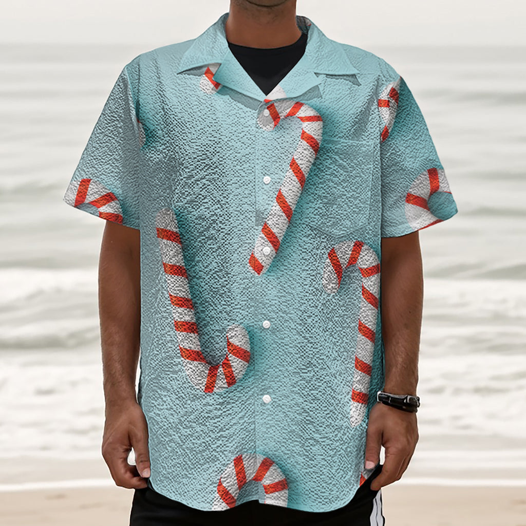 Christmas Candy Candies Pattern Print Textured Short Sleeve Shirt