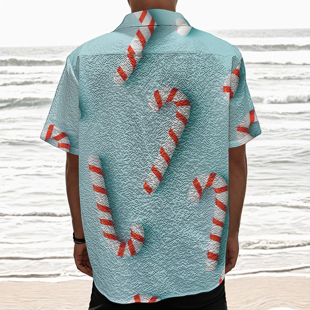 Christmas Candy Candies Pattern Print Textured Short Sleeve Shirt