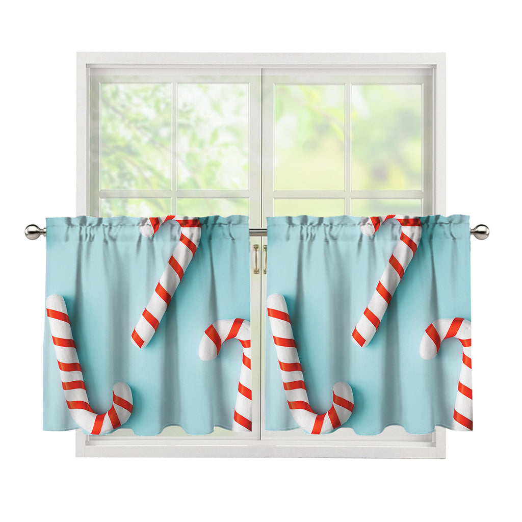 Christmas Candy Candies Pattern Print Tier Curtains
