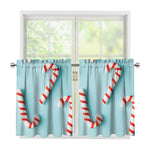 Christmas Candy Candies Pattern Print Tier Curtains