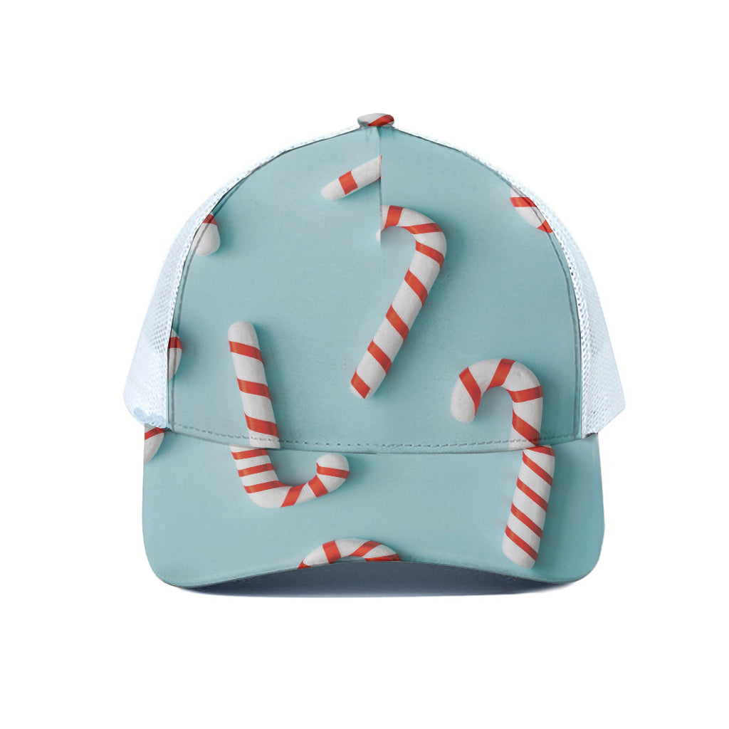 Christmas Candy Candies Pattern Print White Mesh Trucker Cap