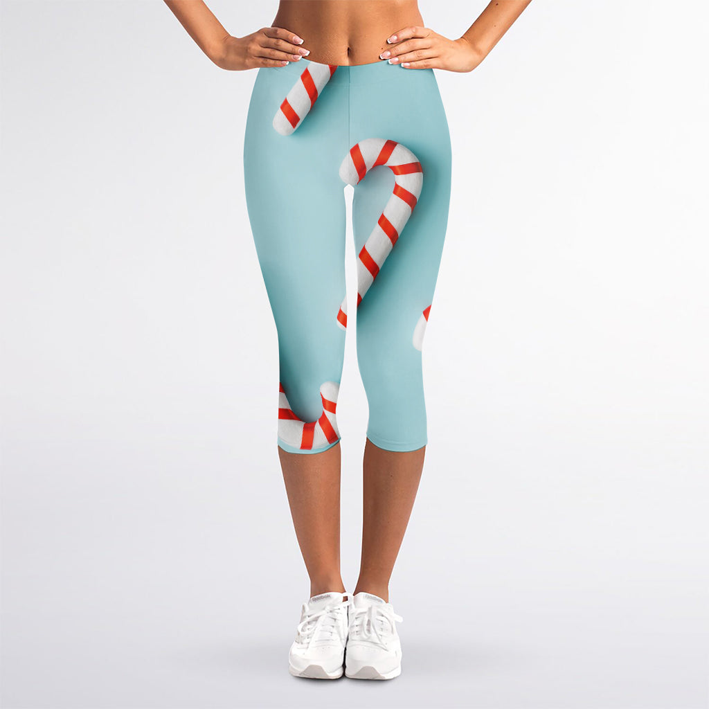 Christmas Candy Candies Pattern Print Women's Capri Leggings