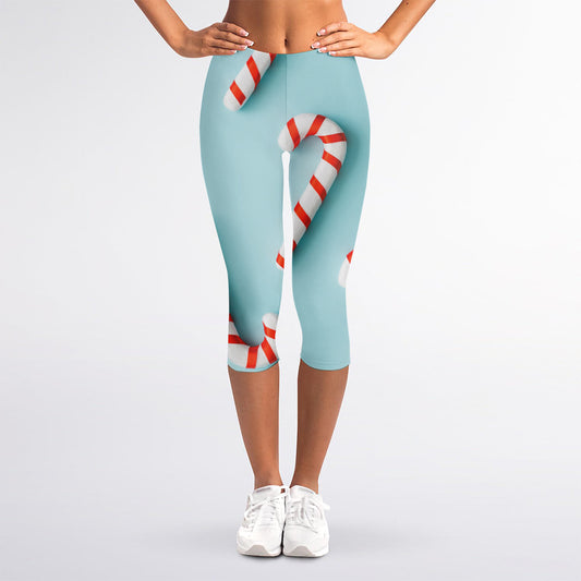 Christmas Candy Candies Pattern Print Women's Capri Leggings